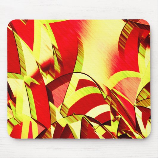 Gelbe Streifen auf rotem, tropftem Bild Mousepad (Vorne)