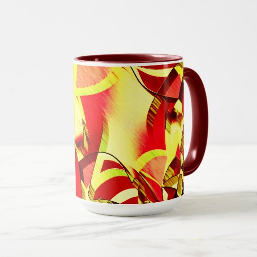 Gelbe Streifen auf rotem, tropftem Bild Tasse (VorderseiteRechts)