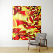 Gelbe Streifen auf rotem, tropftem Bild Wandteppich (Beispiel)