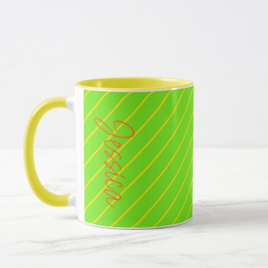 Gelbe Streifen Girlande Moderner Minimalistischer  Tasse (Links)