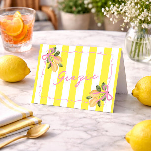 Gelbe Streifen Grazie Lemon Baby Shower Dankeskarte