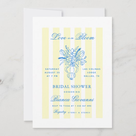 Gelbe Streifen Handgezeichnetes italienisches Brau Einladung (Vorderseite)