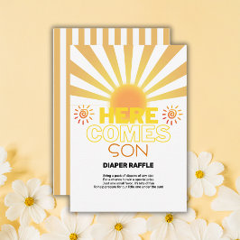 Gelbe Streifen hier kommt die Sonnendusche Begleitkarte