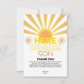 Gelbe Streifen hier kommt die Sonnendusche Dankeskarte (Vorderseite)