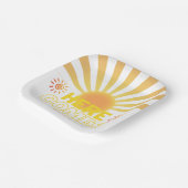 Gelbe Streifen hier kommt die Sonnendusche Pappteller (Gewinkelt)