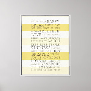 Gelbe Streifen inspirierende Worte Leinwanddruck