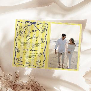 Gelbe Streifen Italian Ciao Baby Shower Foto  Einladung