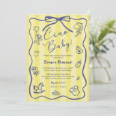 Gelbe Streifen Italienisches Ciao Baby Dusche Foto Einladung (Stehend Vorderseite)