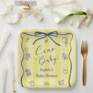 Gelbe Streifen Italienisches Thema Ciao Baby Pappteller