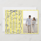 Gelbe Streifen Italienisches Themed Ciao Baby Foto Einladung (Vorderseite)