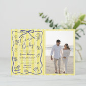 Gelbe Streifen Italienisches Themed Ciao Baby Foto Einladung (Stehend Vorderseite)