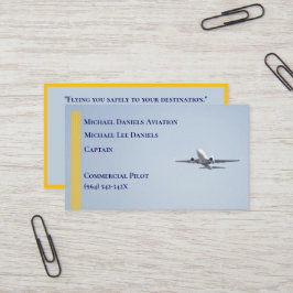Gelbe Streifen Kommerzieller Flugzeugkapitän Pilot Visitenkarte