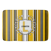 Gelbe Streifen Monogramm Badematte (Vorderseite)