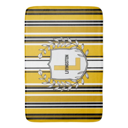 Gelbe Streifen Monogramm Badematte (Vorderseite Vertikal)