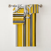 Gelbe Streifen Monogramm Badhandtuch Set (Insitu)