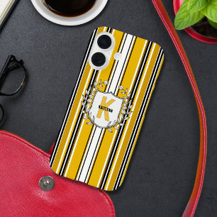 Gelbe Streifen Monogramm iPhone 16 Hülle