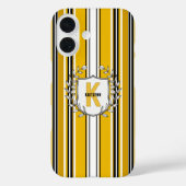 Gelbe Streifen Monogramm Case-Mate iPhone Hülle (Rückseite)