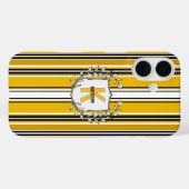Gelbe Streifen Monogramm Case-Mate iPhone Hülle (Rückseite (Horizontal))
