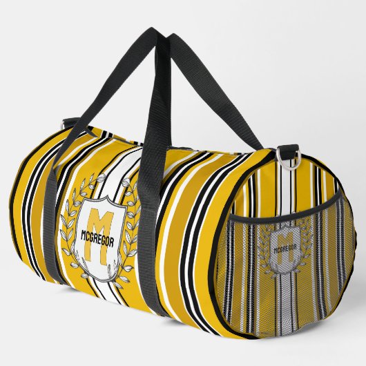 Gelbe Streifen Monogramm Duffle Bag (Rechte Ecke)