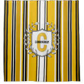 Gelbe Streifen Monogramm Duschvorhang (Vorderseite)