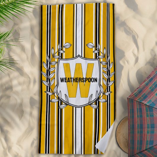 Gelbe Streifen Monogramm Strandtuch