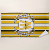 Gelbe Streifen Monogramm Strandtuch (Vorderseite)