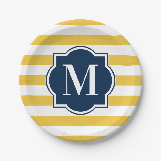 Gelbe Streifen Pappteller (Vorderseite)