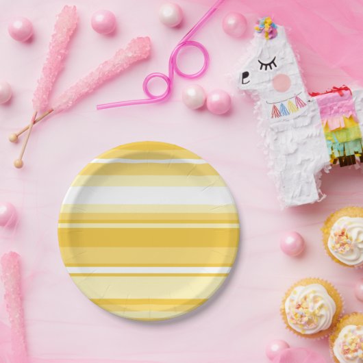 Gelbe Streifen Pappteller (Party)