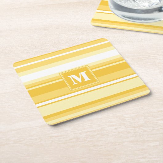 Gelbe Streifen Rechteckiger Pappuntersetzer (angewinkelt)
