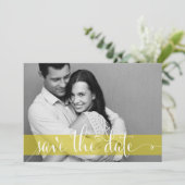 Gelbe Streifen Save the Date Ankündigung des Fotos (Stehend Vorderseite)