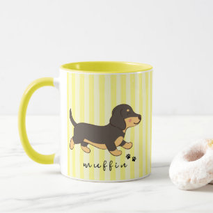 Gelbe Streifen Schwarz Braun Dachshund Name Tasse