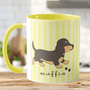 Gelbe Streifen Schwarz Braun Dachshund Name Tasse