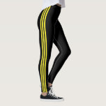 Gelbe Streifen Schwarz Moderne Sportarten Leggings<br><div class="desc">Designgelbe Streifen schwarz Moderne Sportbeläge</div>