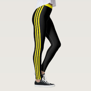 Gelbe Streifen Schwarze Leggings mit Ihren Farben