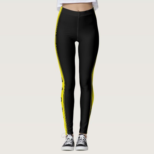 Gelbe Streifen schwarze Leggings oder Farbauswahl (Vorderseite)