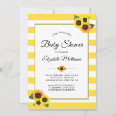 Gelbe Streifen Sonnenblumen Gold Blütendusche Einladung (Vorderseite)