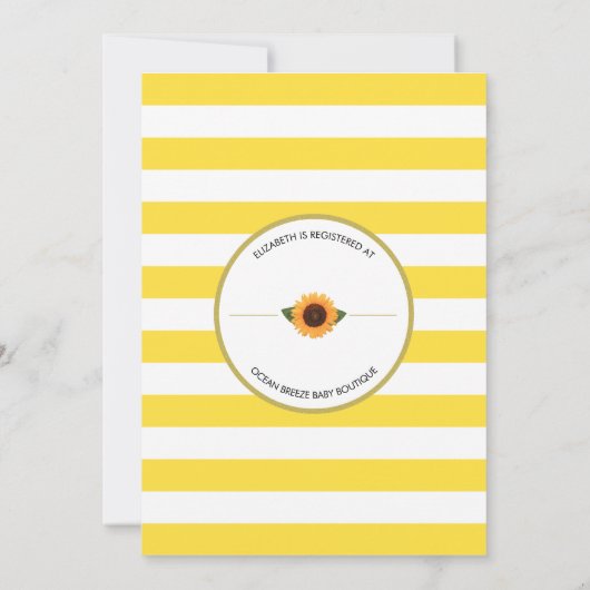 Gelbe Streifen Sonnenblumen Gold Blütendusche Einladung (Rückseite)