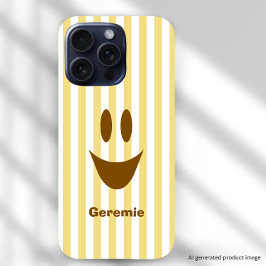 Gelbe Streifen Spaß Brauner Smiley iPhone 16 Pro Hülle