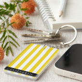 Gelbe Streifen, Streifen, Linien, Ihr Name Schlüsselanhänger (Vorderseite rechts)