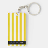 Gelbe Streifen, Streifen, Linien, Ihr Name Schlüsselanhänger (Rückseite)
