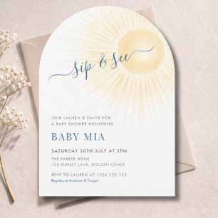 Gelbe Streifen Sunshine Sip & See Einladung