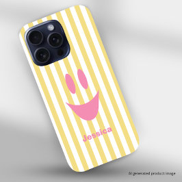 Gelbe Streifen Süßer Rosa Smiley iPhone 16 Pro Hülle