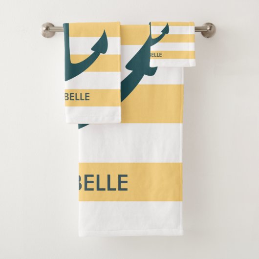 Gelbe Streifen und blauer Anker Badhandtuch Set (Insitu)