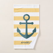 Gelbe Streifen und blauer Anker Badhandtuch Set (Handtuch)
