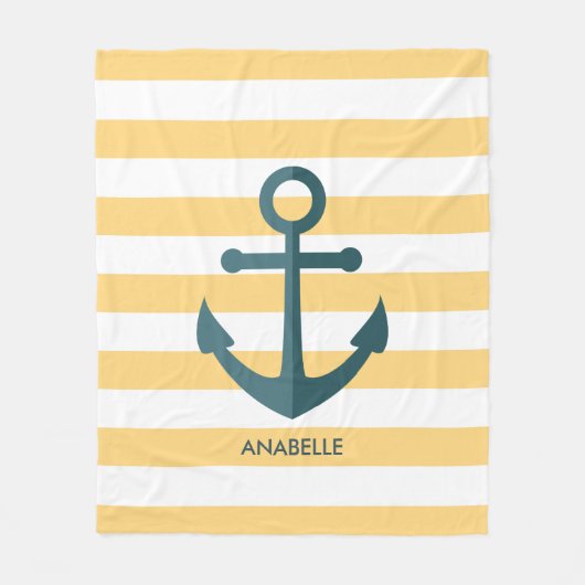 Gelbe Streifen und blauer Anker Fleecedecke (Vorderseite)