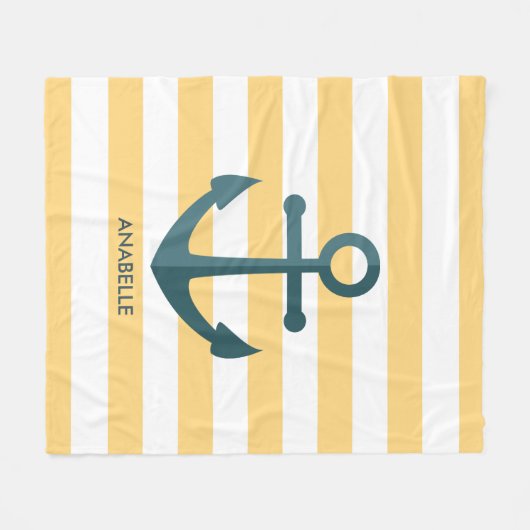 Gelbe Streifen und blauer Anker Fleecedecke (Vorderseite (Horizontal))