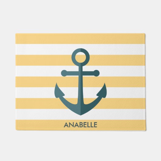 Gelbe Streifen und blauer Anker Fußmatte (Vorderseite)