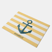 Gelbe Streifen und blauer Anker Fußmatte (Schrägansicht)