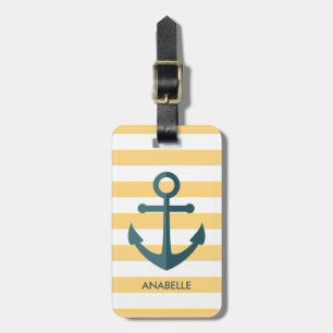 Gelbe Streifen und blauer Anker Gepäckanhänger