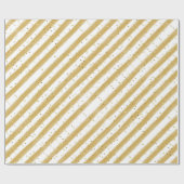 Gelbe Streifen und Gold Glitzer Kinder Party Geschenkpapier (Flach)